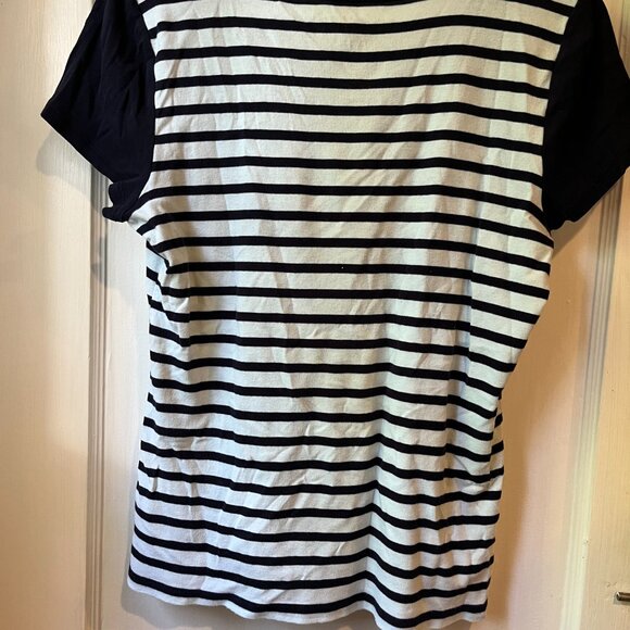 Talbots Large Knit Stripe Top in Navy and White - Picture 2 of 3